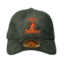 Load image into Gallery viewer, Dad Hat "Hypnotize Minds" Green Suede w/ Orange Embroidery